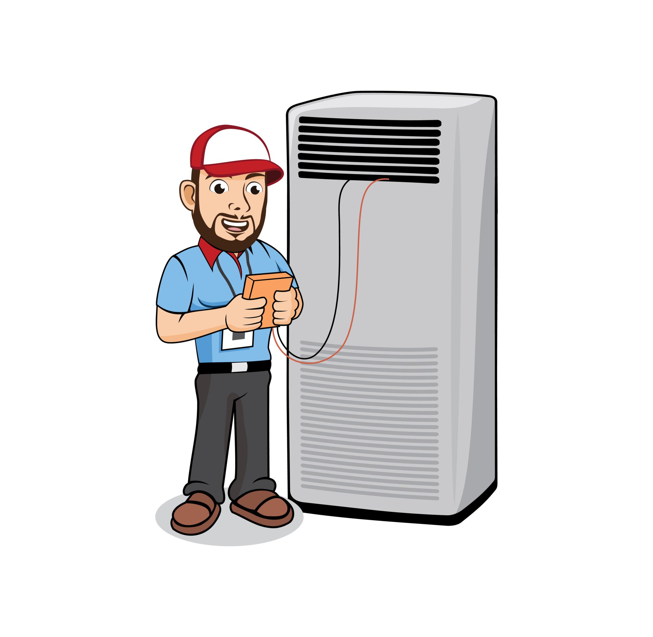 HVAC service cartoon character illustration